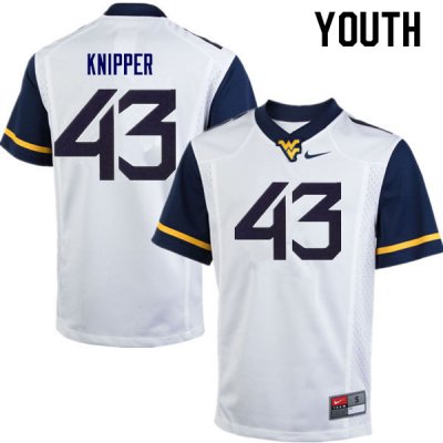 Youth West Virginia Mountaineers NCAA #43 Jackson Knipper White Authentic Nike Stitched College Football Jersey ZR15A73SF